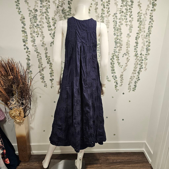 Thakoon Collective Navy Eyelet Shift Dress Sz M - Picture 8 of 12